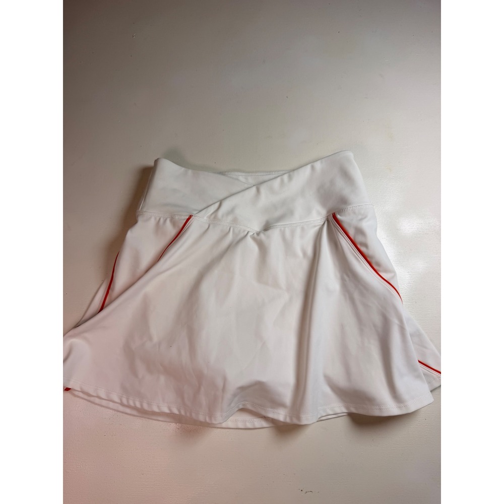 Sincerely Jules Active Skort Womens Small White Crossover Waist Red Trim